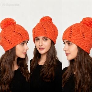 Bright Orange Knit Beanie. NWT